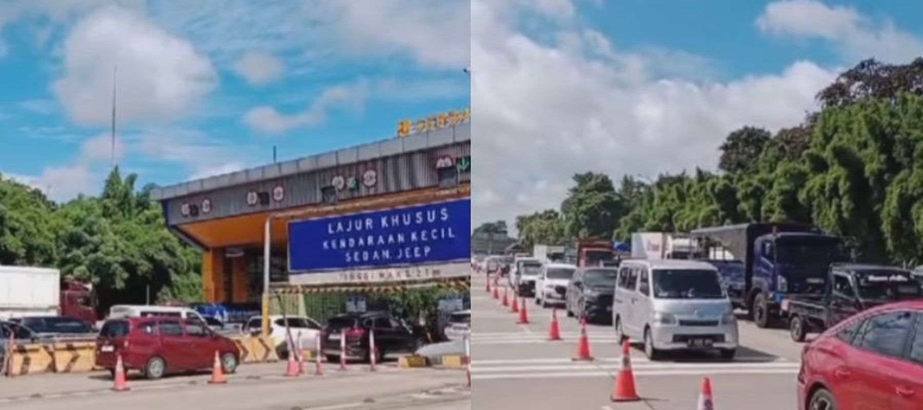 Situasi terkini gerbang tol Ciawi 2 pasca kecelakaan beruntun yang terjadi pada Selasa malam, 4 Februari 2025.