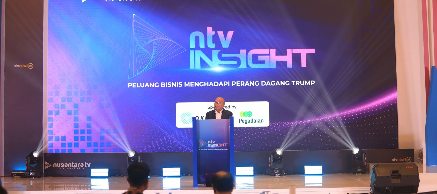 Presiden Direktur Nusantara TV Don Bosco Selamun dalam sambutannya saat membuka konferensi NTV Insight. 