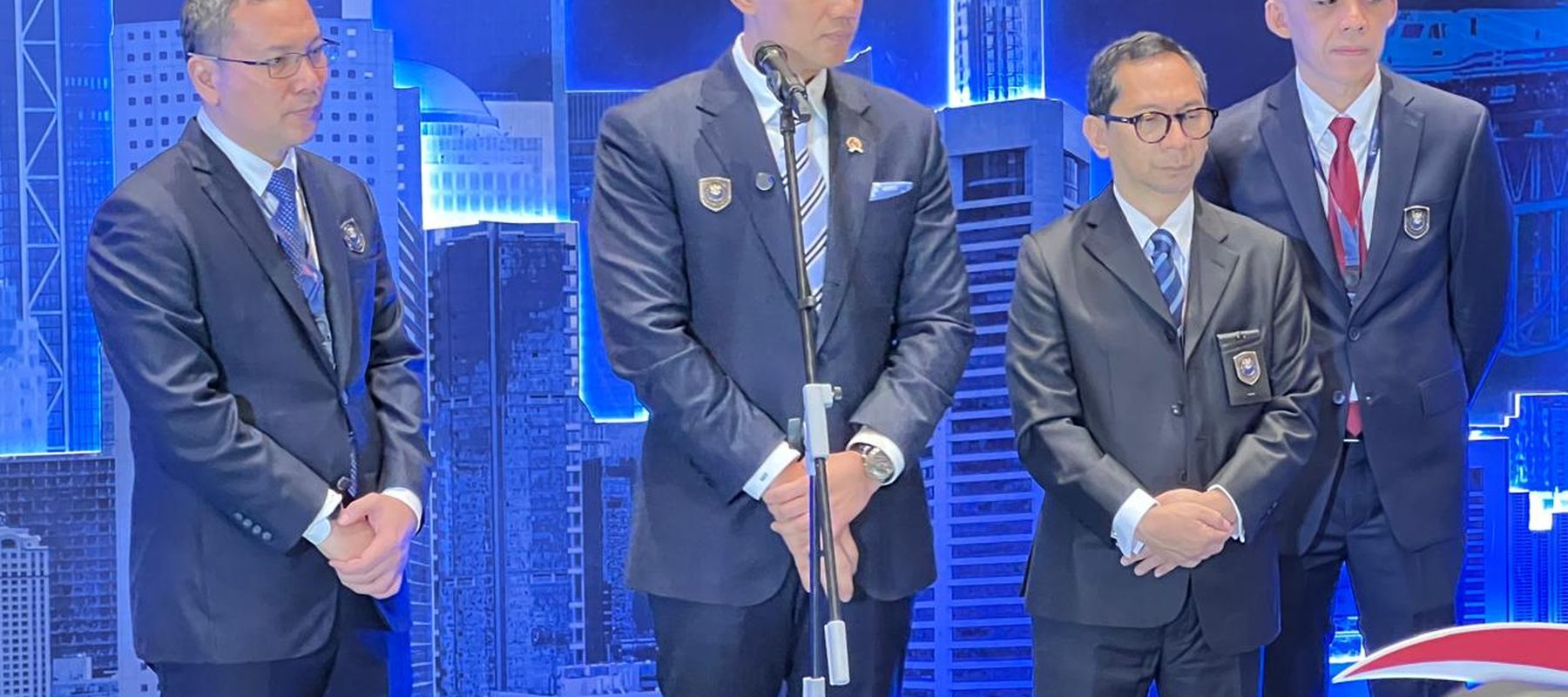 Menteri Koordinator Bidang Infrastruktur dan Pembangunan Kewilayahan (IPK) Agus Harimurti Yudhoyono (AHY) di sela acara ICI 2025. (NTVNews.id) 