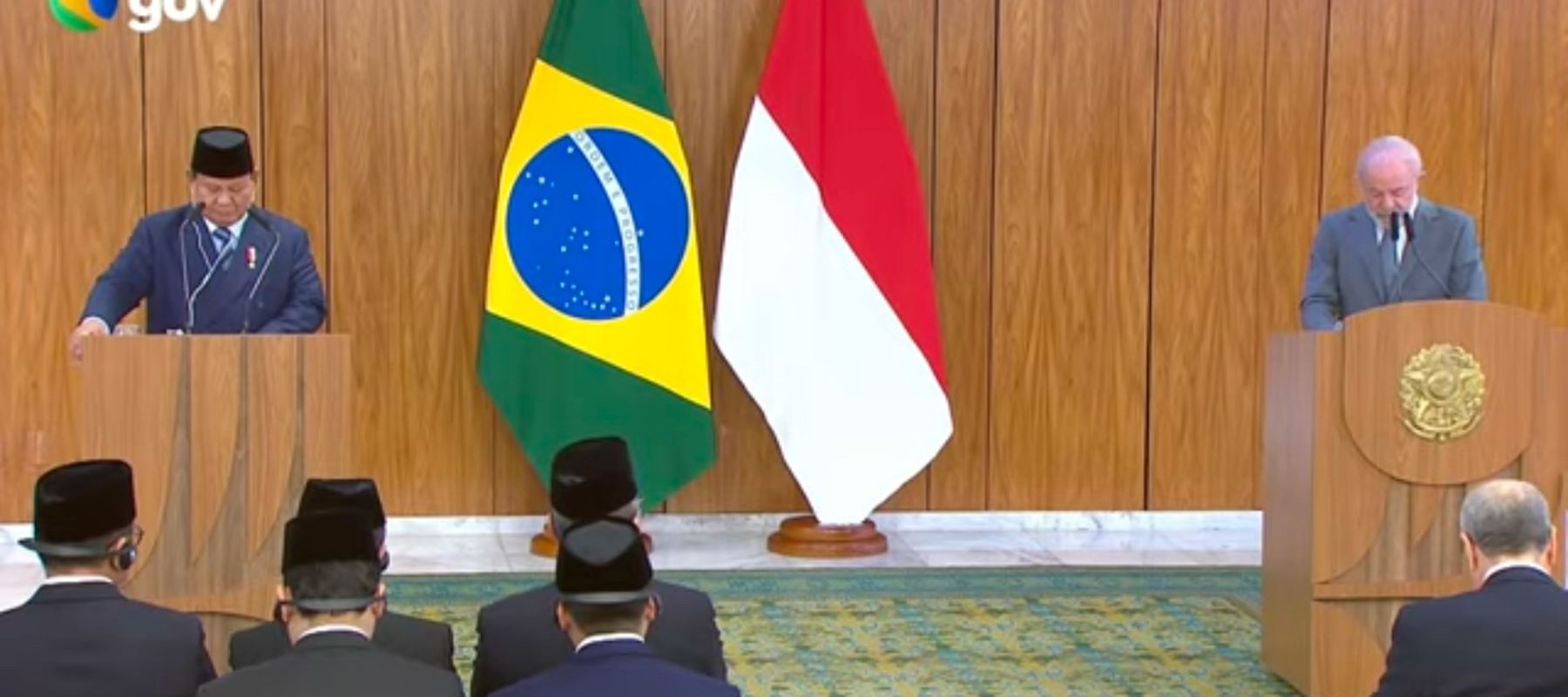 Presiden Prabowo Subianto dan Presiden Brazil Luiz Inácio Lula da Silva