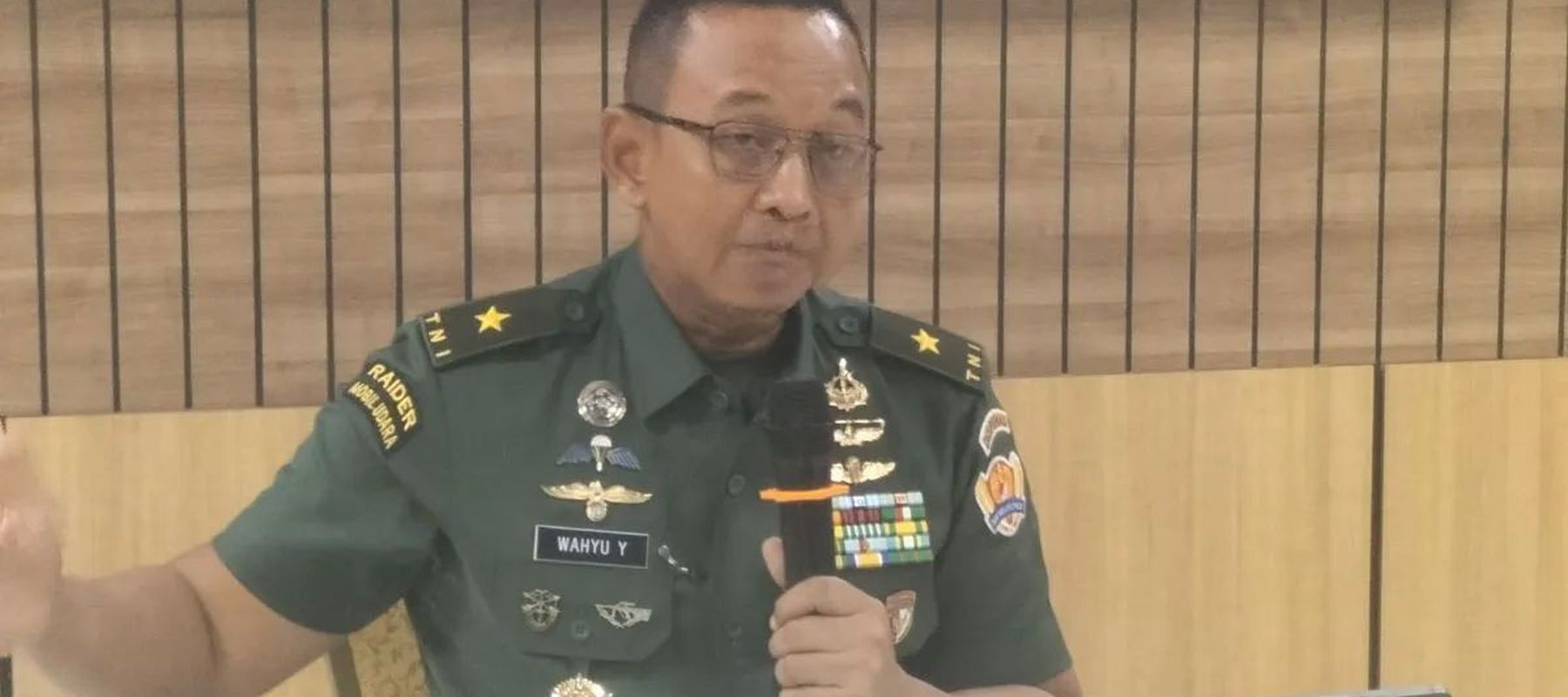 Kepala Dinas Penerangan TNI AD (Kadispenad) Brigjen TNI Wahyu Yudhayana di Mabes AD, Jakarta Pusat, Selasa, 12 Agustus 2025.