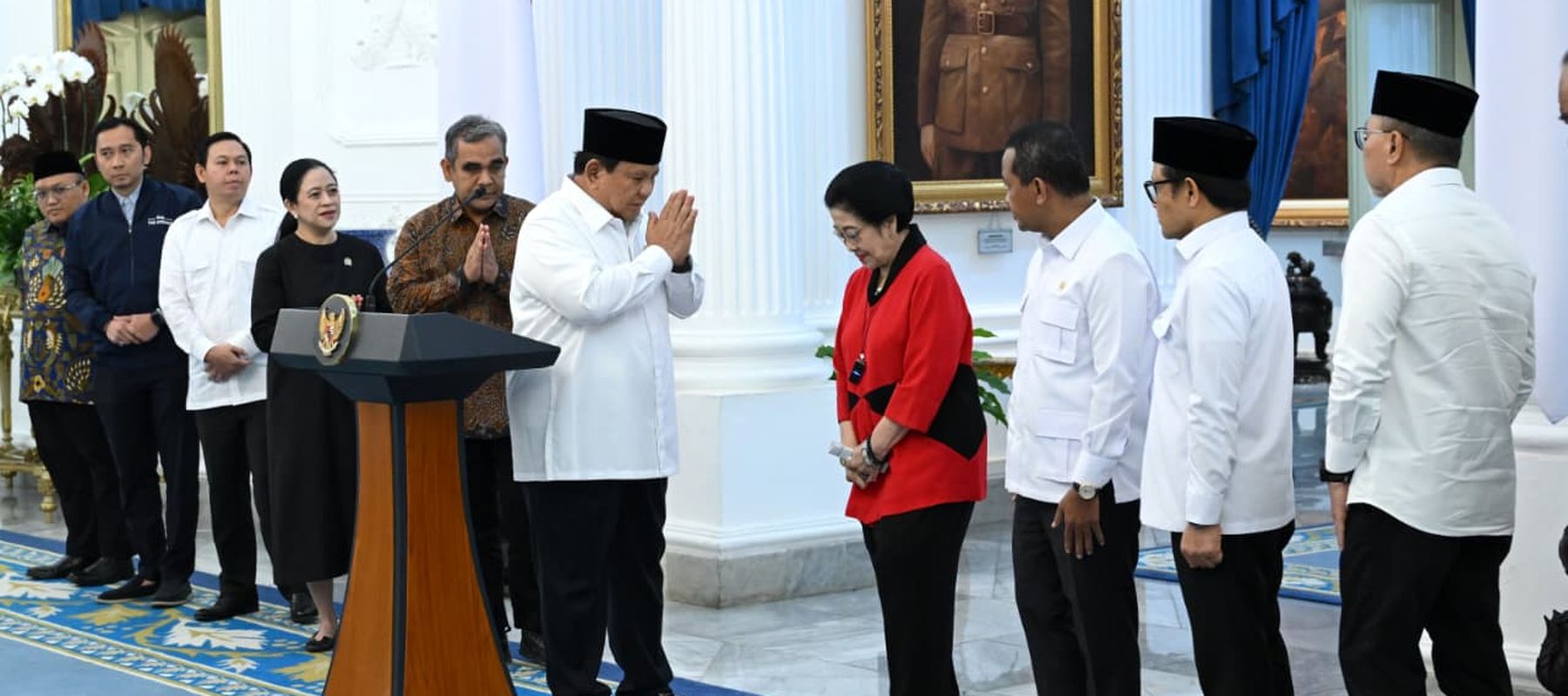 Konferensi Pers Presiden Prabowo Subianto Bersama Para Elite Partai.
