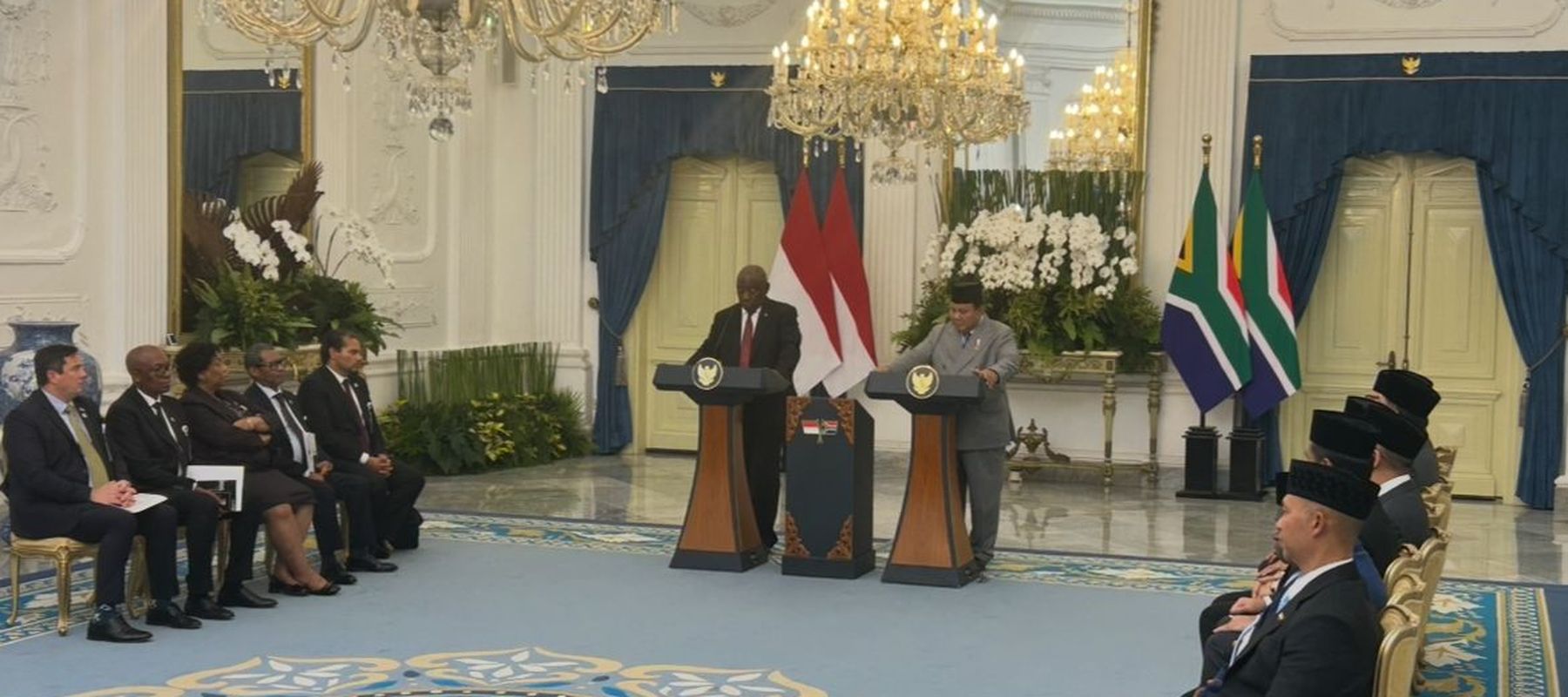 Presiden Republik Indonesia Prabowo Subianto danPresiden Afrika Selatan (Afsel) Cyril Ramaphosa 
