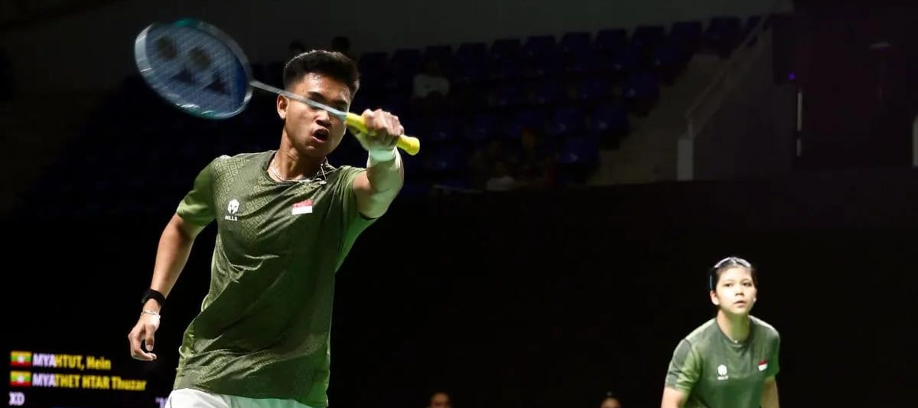 Ganda campuran Indonesia, Jafar Hidayatullah/Felisha Alberta Nathaniel Pasaribu, saat berhadapan wakil Myanmar Hein Htut/Thet Htar Thuzar pada perempat final SEA Games 2025 di Gymnasium Thammasat University, Pathum Thani, Jumat 12 Desember 2025. Mere
