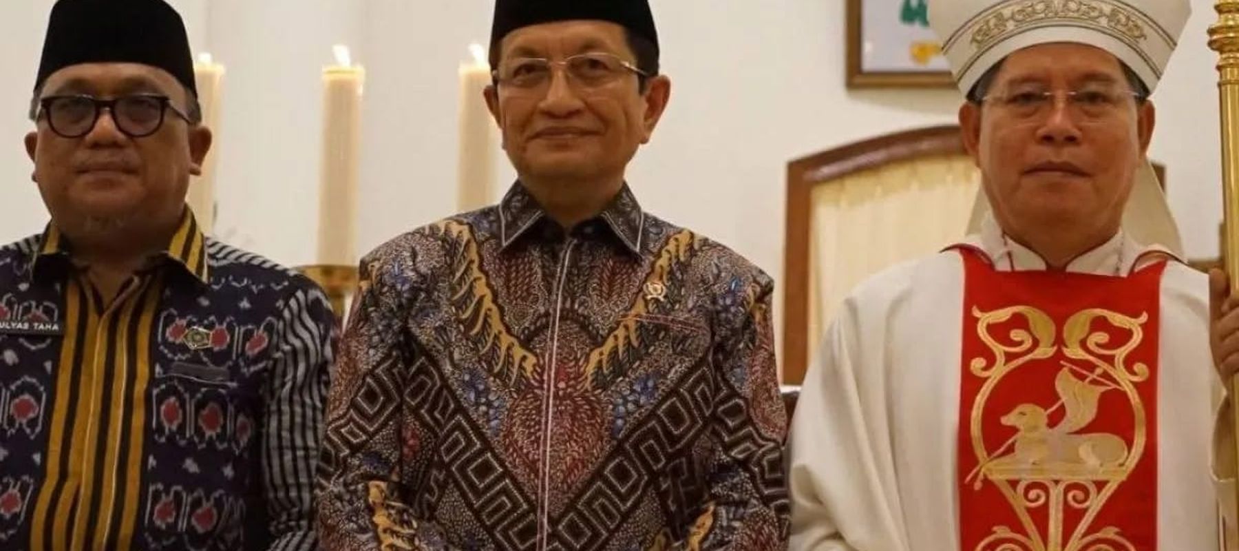 Menteri Agama Nasaruddin Umar saat meninjau perayaan Natal Gereja Katedral Hati Tersuci Maria Manado. ANTARA/HO-Kemenag