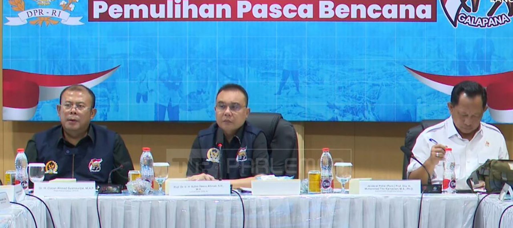 Wakil Ketua DPR RI Sufmi Dasco Ahmad memimpin rapat koordinasi (Rakor) Satuan Tugas (Satgas) pemulihan bencana DPR RI dengan pemerintah membahas pemulihan Aceh setelah bencana menerjang wilayah tersebut. 