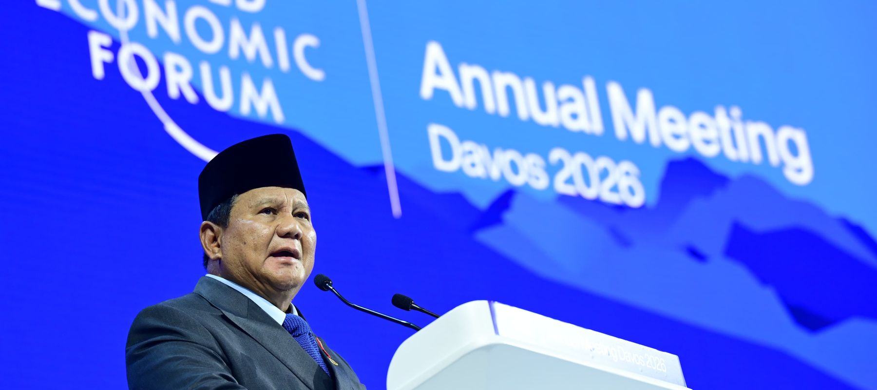 Presiden Prabowo saat pidato di WEF, Davos, Swiss