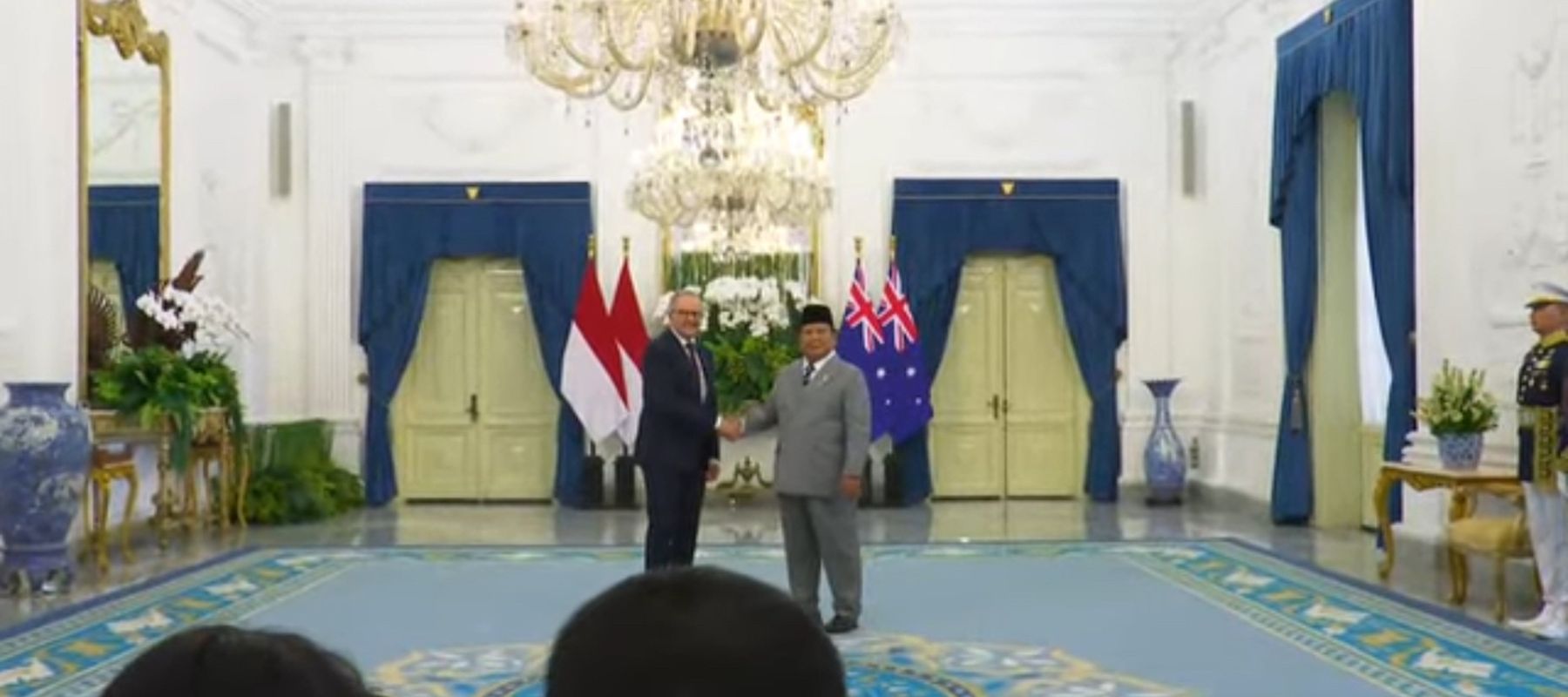 Presiden Republik Indonesia Prabowo Subianto menerima kunjungan Perdana Menteri (PM) Australia Anthony Albanese