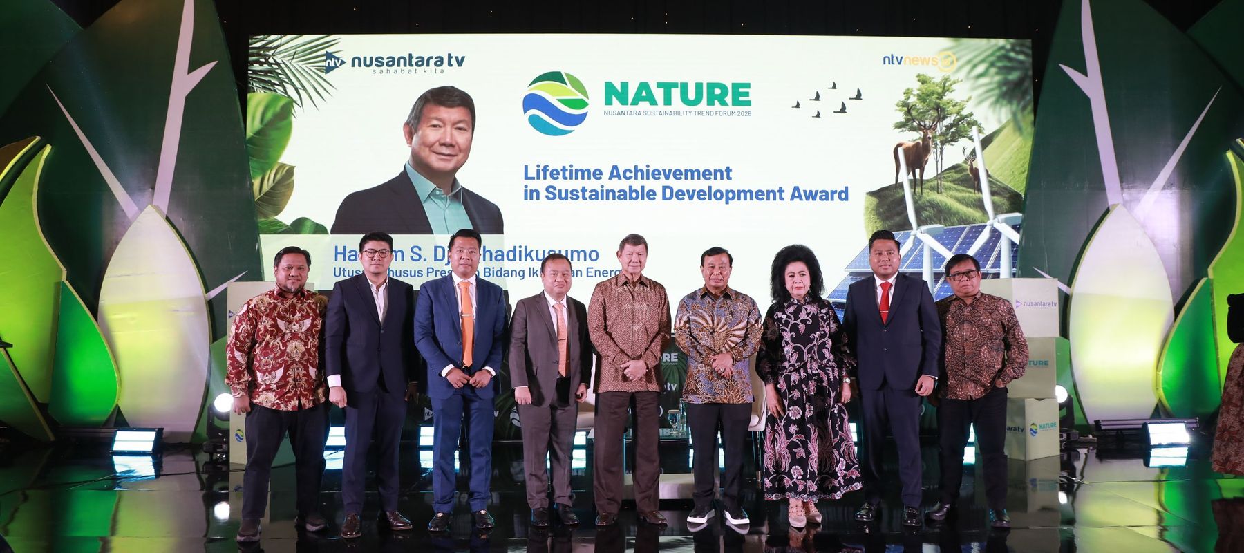 Utusan Khusus Presiden Bidang Iklim dan Energi, Hashim Djojohadikusumo di acara Nature 2026 Bersama Presiden Komisaris NT Corp dan Direksi Nusantara TV