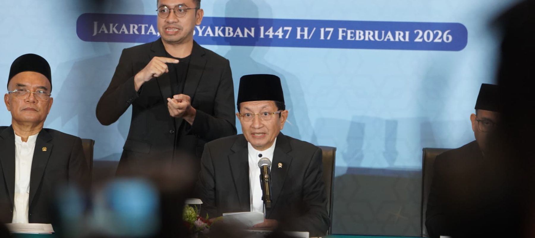 Menteri Agama Nasaruddin Umar saat umumkan 1 Ramadhan 1447 H