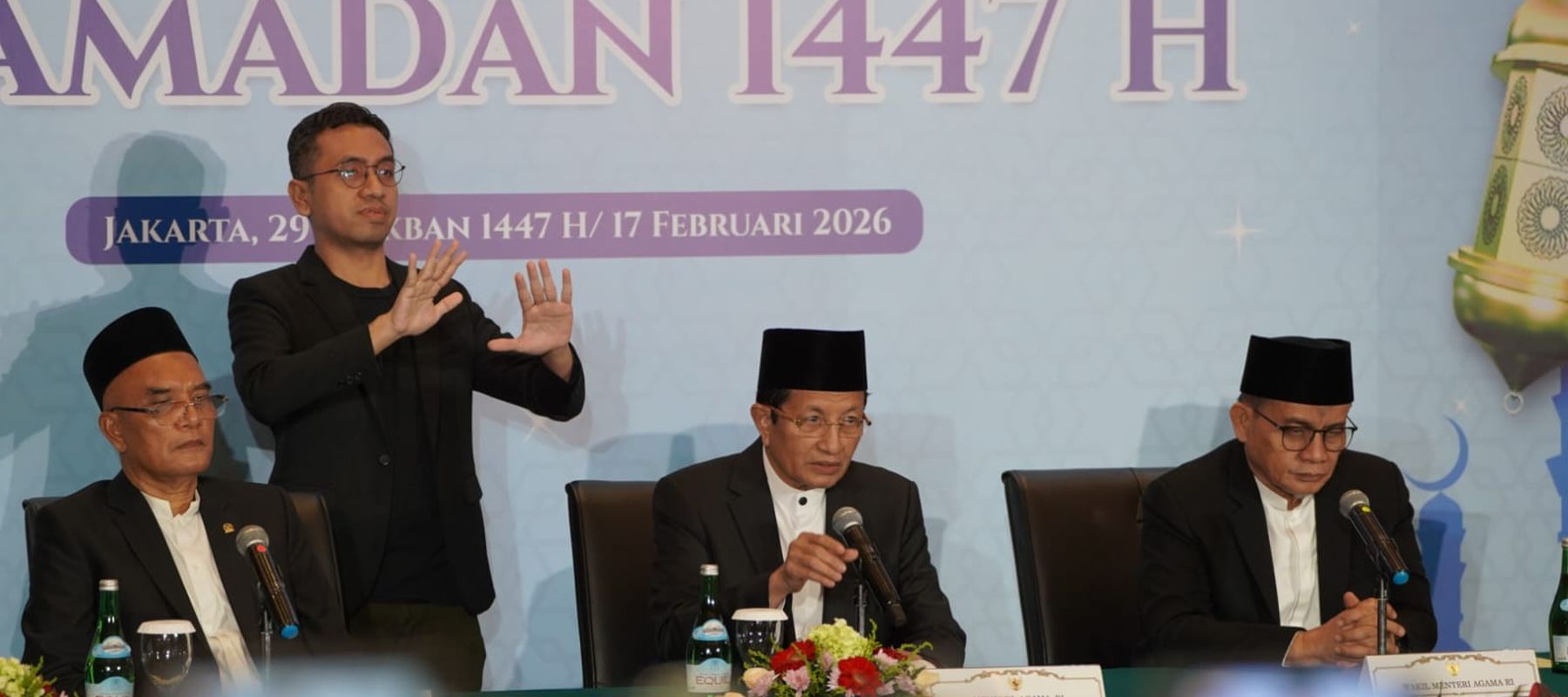 Menteri Agama Nasaruddin Umar saat umumkan 1 Ramadhan 1447 H