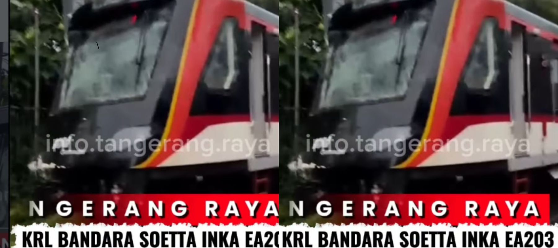 KRL Bandara Soetta INKA EA203 mengalami tabrakan dengan sebuah truk di perlintasan Stasiun Poris, Tangerang, Jumat (20/2/2026) pagi. Insiden menyebabkan jalur Commuter Line Tangerang hanya beroperasi sampai Rawa Buaya. Selain itu Jalan Maulana Hasanu