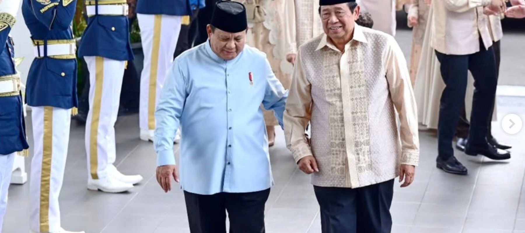 Presiden Prabowo bersama Presiden ke-6 SBY di Istana saat Idul Fitri