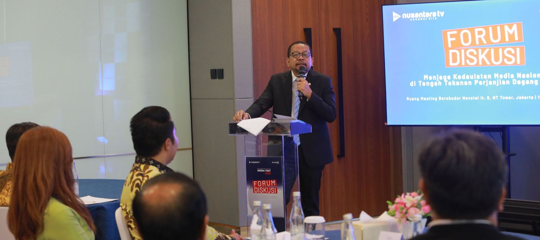 Kepala Staf Kepresidenan M Qodari diacara forum diskusi di Nusantara TV