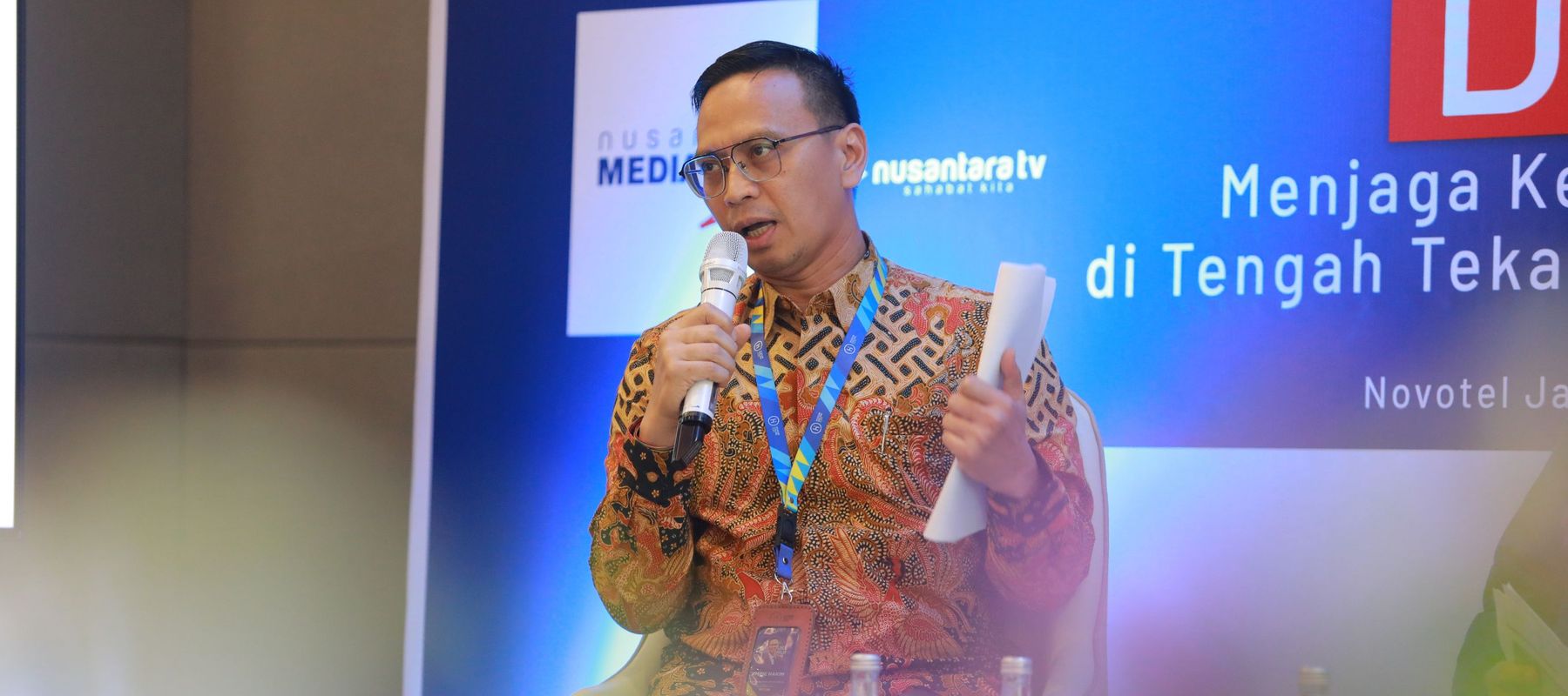 Ketua Bidang Advokasi dan Regulasi Asosiasi Media Siber Indonesia (AMSI), Amrie Hakim di acara forum diskusi Nusantara TV