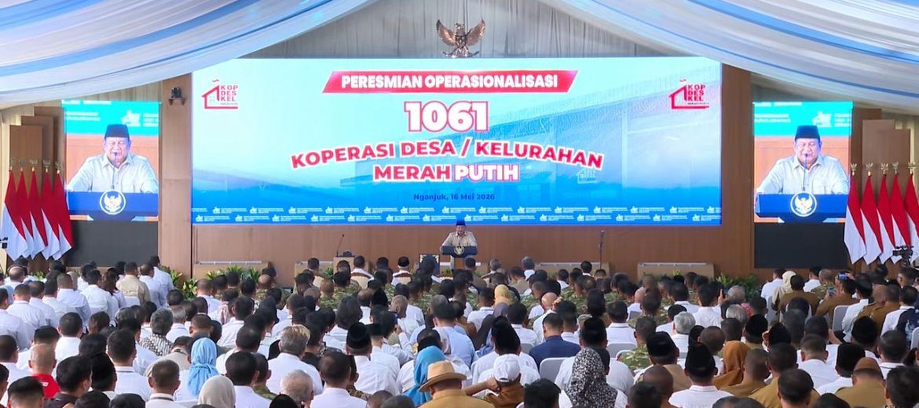 Presiden RI Prabowo Subianto meresmikan operasional 1.061 Koperasi Desa/Kelurahan Merah Putih dalam agenda nasional yang digelar di Kabupaten Nganjuk