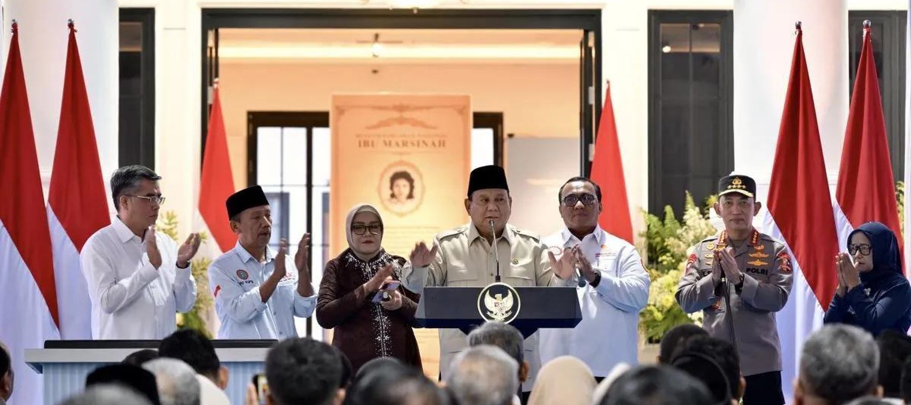 Presiden Prabowo Subianto berpidato saat acara peresmian Museum Marsinah di Kabupaten Nganjuk, Jawa Timur, Sabtu 16 Mei 2026. ANTARA/HO-BPMI Sekretariat Presiden.