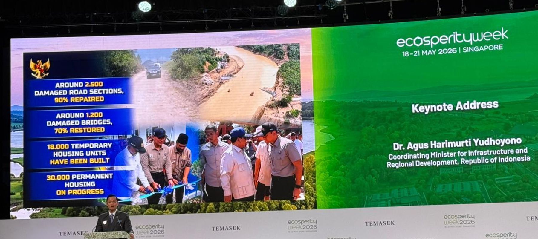 Menko Infra Agus Harimurti Yudhoyono (AHY) jadi keynote address di forum internasional Ecosperity Week 2026
