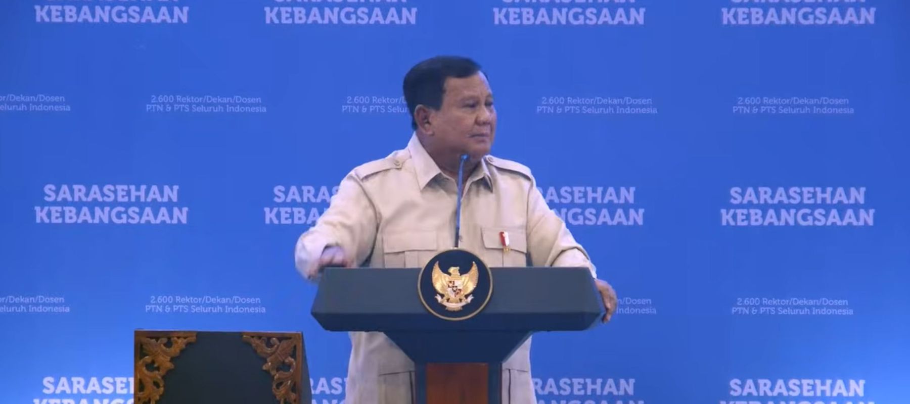 Presiden Prabowo Subianto di acara sarasehan kebangsaan