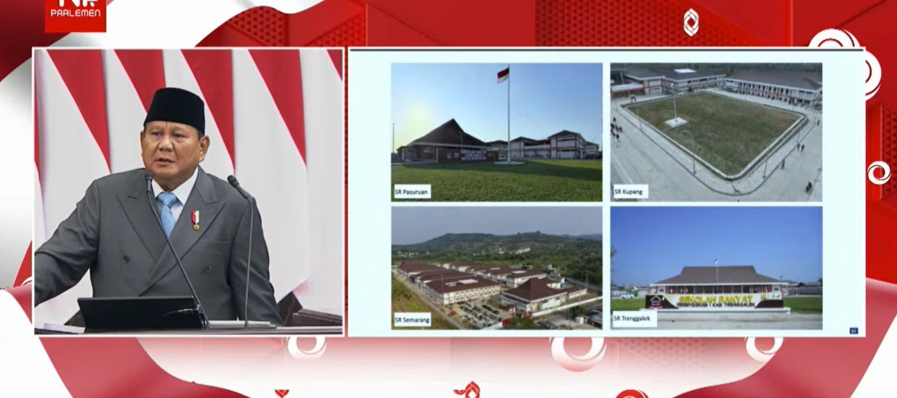 Presiden Prabowo Subianto saat pidato kenegaraan di DPD, DPR, MPR RI, Jumat, 14 Agustus 2026, terkait pembangunan dan revitalisasi rumah sakit-rumah sakit. 