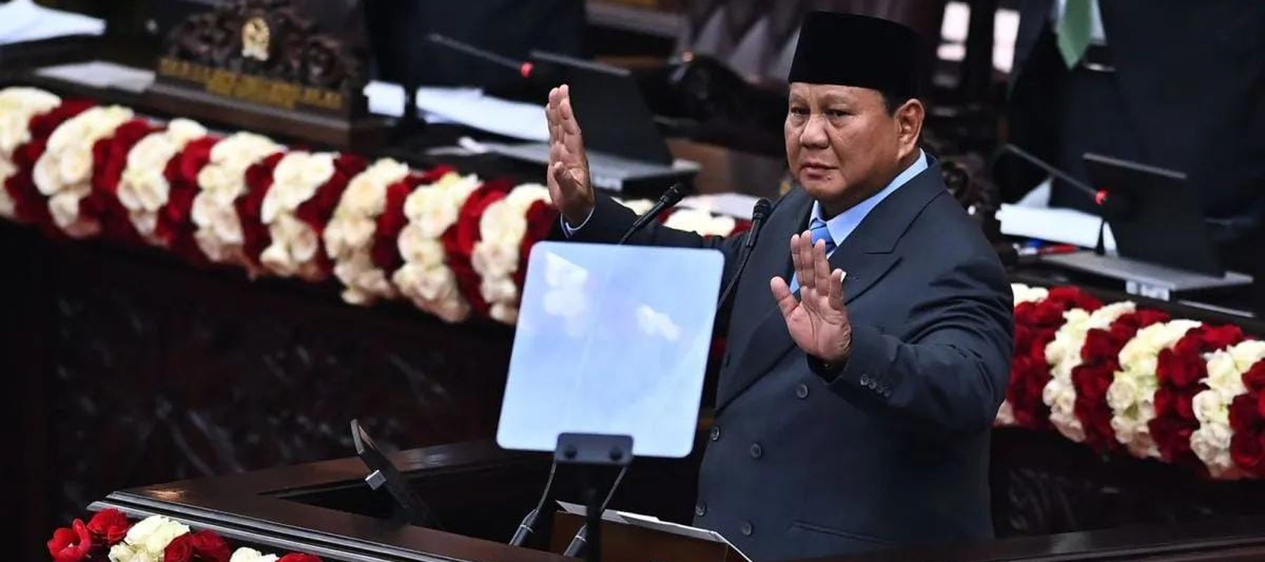Presiden Prabowo Subianto menyampaikan Pidato Kenegaraan dalam rangka Penyampaian Pengantar/Keterangan Pemerintah atas RUU tentang APBN Tahun Anggaran 2027 beserta Nota Keuangannya saat Rapat Paripurna Pembukaan Masa Persidangan I DPR Tahun Sidang 20