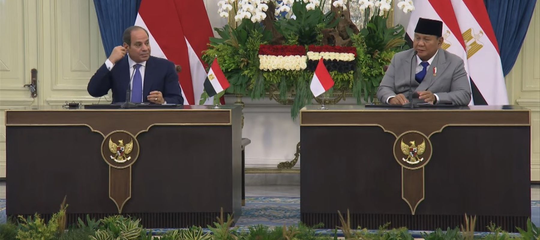 Presiden Republik Arab Mesir Abdel Fattah El-Sisi dan Presiden Indonesia Prabowo Subianto