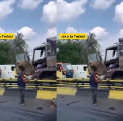 Kemacetan Parah di Jalan Pangeran Tubagus Angke, Truk Hancur Hantam Pembatas Jalan