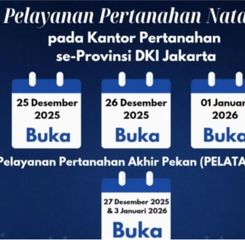 Layanan Pertanahan di DKI Tetap Buka saat libur Natal dan Tahun Baru