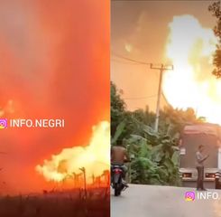 Pipa Gas Meledak di Batu Ampar Riau, Jalur Jambi&ndash;Riau Lumpuh Akibat Kobaran Api