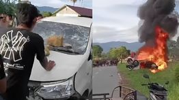 Detik-detik Mobil Pelaku Curanmor Nabrak dan Dibakar Warga