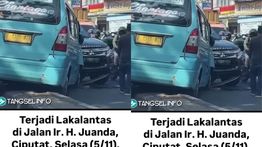 Ngeri! Angkot Hantam Pajero di Ciputat Bikin Macet Parah