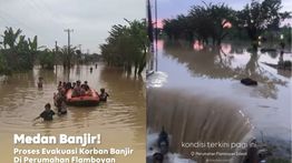 Kota Medan Dilanda Banjir Seatap Rumah saai Hari Pencoblosan