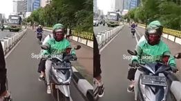 Kekerasan di Jalan Sudirman: Driver Ojol Tendang Pesepeda hingga Terjatuh