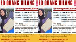 Info Orang Hilang! Wanita Asal Sukoharjo Mendadak Menghilang, Tak Kembali ke Rumah