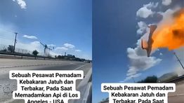 Detik-detik Pesawat Damkar Jatuh dan Meledak di Los Angeles saat Padamkan Api