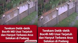 VIDEO: Detik-detik Bocah Loncat ke Selokan Sampai Hanyut di Padang