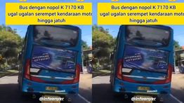 VIDEO: Bus Ugal-ugalan Hantam Pengendara Motor Sampai Tersungkur