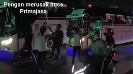 Pengamen Ngamuk Paksa Masuk ke Bus Primajasa di Balaraja hingga Kaca Dipecahkan