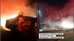 VIDEO: Mobil Listrik Ratusan Juta Rupiah Terbakar Hebat di Palmerah