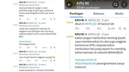 Akun X KPU RI Diretas, Ungkap Dugaan Anggaran Sosmed dan Proyek Fantastis Senilai Rp80 Miliar