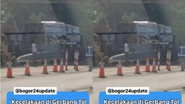 Trux Box Hantam Pintu Tol Ciawi Sampai Ringsek