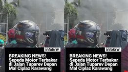 Motor Warga Karawang Tiba-tiba Meledak dan Terbakar di Jalan Raya