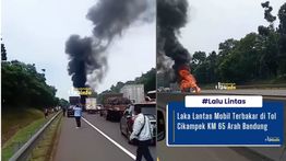 Kemacetan Parah Akibat Mobil Box Terbakar di Tol Cikampek KM 65 arah Bandung