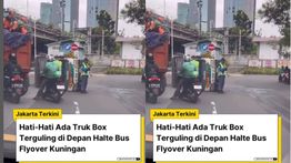 VIDEO: Truk Box Terguling di Flyover Kuningan