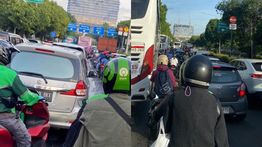 Penampakan Macet Parah di Sekitar Monas Saat Perayaan HUT Bhayangkara ke-79