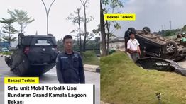 Kecelakaan Mobil Sampai Terbalik Kejutkan Warga Bekasi Siang Ini