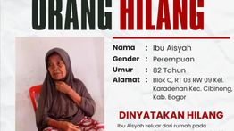 Wanita 82 Tahun Asal Bogor Dinyatakan Hilang