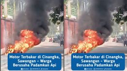 VIDEO; Ngerinya Motor Tiba-tiba Terbakar di Sawangan Depok Siang Ini
