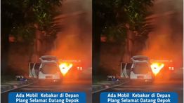 Mobil Terbakar di Kolong Jembatan UI Depok Malam Ini