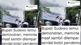 VIDEO: Saat Sendal dan Botol Nyaris Kenai Badan Bupati Pati